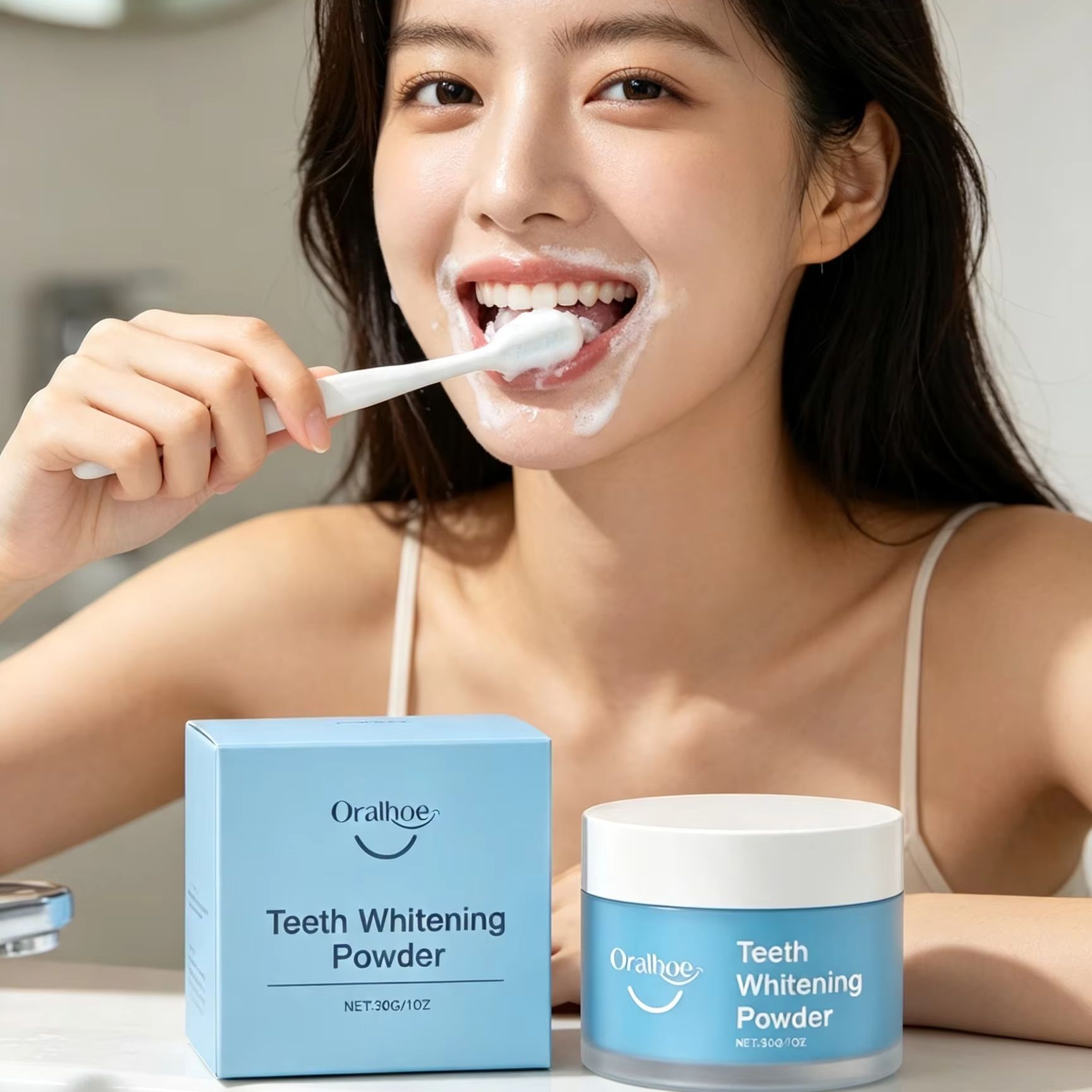 Oralhoe Tooth Powder for Brush - đánh giá và giá Teeth Whitening Flash