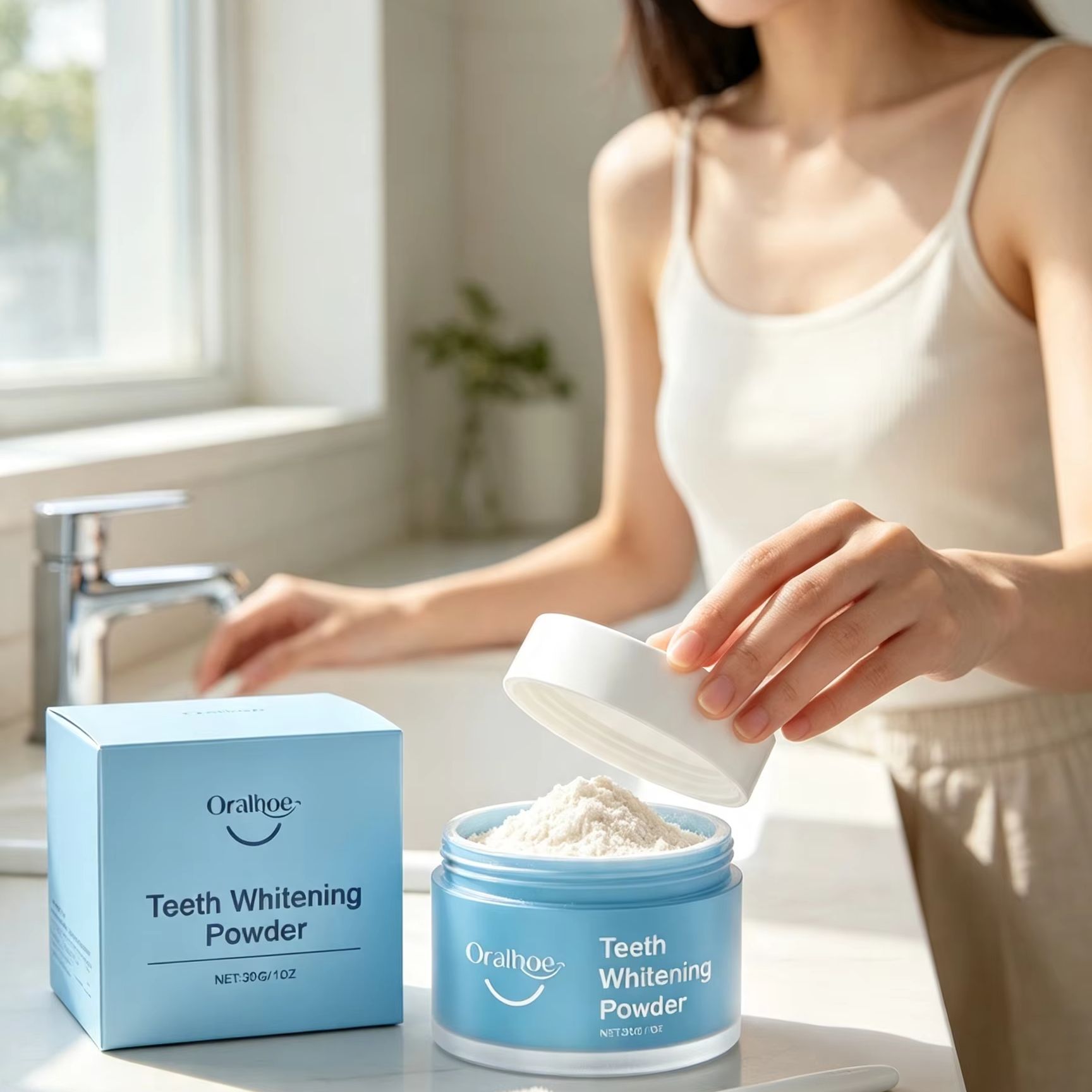 Oralhoe Tooth Powder for Brush - đánh giá và giá Teeth Whitening Flash