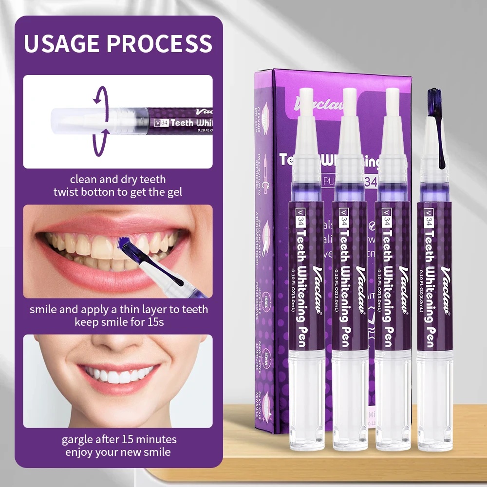 Vaclav V34 Purple teeth whiten - đánh giá và giá Teeth Whitening Pens